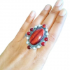 925 Sterling Silver Red Tiger Eye Ring Ring-106