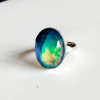 Rainbow Aurora Opal Ring 925 Sterling Silver Ring-177