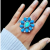 Aurora Opal and Turquoise Ring 925 Sterling Silver Ring-219