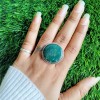 Round Shape Moss Agate Stone Ring RING-310
