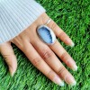 Dendritic Opal Oval Silver Ring Ring-332