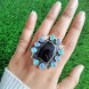 Black Onyx,Opal Ring RING-546