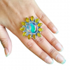 Aurora Opal and Yellow Onyx Ring 925 Sterling Silver Ring-146