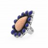 Peach Amazonite,Lapis Ring RING-811