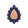 Peach Amazonite,Lapis Ring RING-811