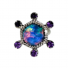 Aurora Opal with Amethyst Ring 925 Sterling Silver MJ_SKU_223
