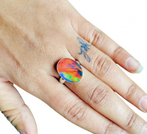 925 Sterling Silver Rainbow Aurora Opal Ring