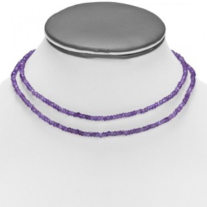 925 sterling silver bead with toggle 2  Line Strand Purple Amethyst Beads Necklace