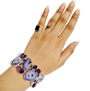925 Sterling silver jewelry with semi precious stones Agate B-APU-51
