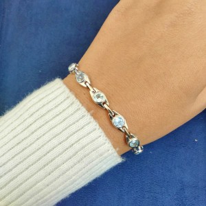 925 Sterling silver jewelry with semi precious stones Blue TopazB-BTZ-23