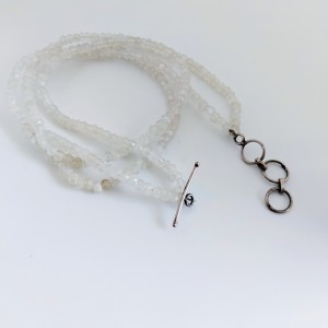 925 sterling silver bead with toggle 2  Line Strand Moonstone  Beads Necklace