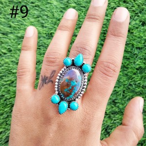 925 Sterling silver jewelry with semi precious stones Chrysocolla RING-1017