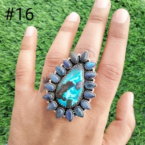 925 Sterling silver jewelry with semi precious stones Shattuckite RING-1024