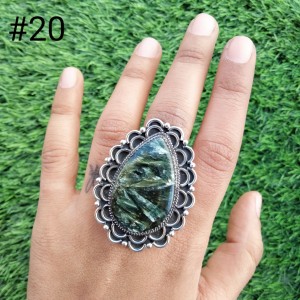 925 Sterling silver jewelry with semi precious stones Seraphinite RING-1027