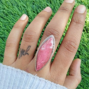 925 Sterling silver jewelry with semi precious stones Thulite RING-1095