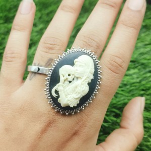 925 Sterling silver jewelry with semi precious stones Cameo Ring RING-111