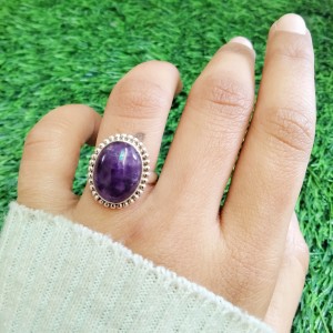 925 Sterling silver jewelry with semi precious stones Amethyst  RING-1136