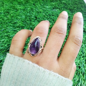 925 Sterling silver jewelry with semi precious stones Amethyst  RING-1138