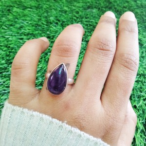 925 Sterling silver jewelry with semi precious stones Amethyst  RING-1145