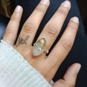 925 Sterling silver jewelry with semi precious stones Rutilated Quartz  RING-1160