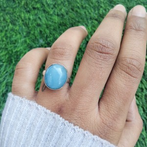 925 Sterling silver jewelry with semi precious stones Aquamarine RING-1175