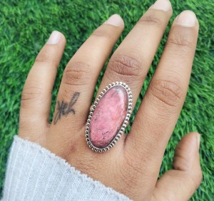 925 Sterling silver jewelry with semi precious stones Thulite  RING-1184