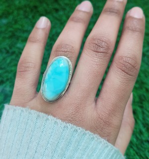 925 Sterling silver jewelry with semi precious stones Larimar RING-1237