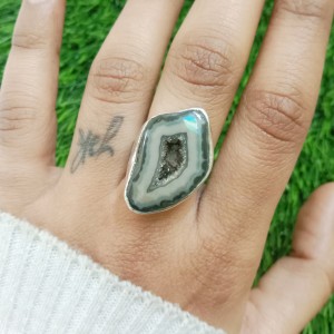 925 Sterling silver jewelry with semi precious stones Agate RING-1254