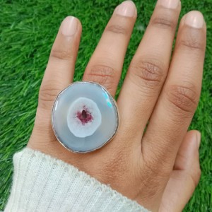 925 Sterling silver jewelry with semi precious stones Agate RING-1258