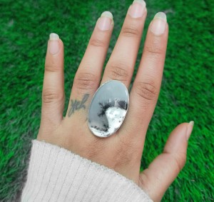 925 Sterling silver Dendritic Opal Ring (Ring-1312)