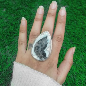 925 Sterling silver Dendritic Opal Ring (Ring-1313)