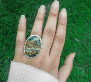 925 Sterling silver Dendritic Opal Ring (Ring-1327)