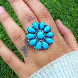 925 Sterling silver jewelry with semi precious stones Turquoise Ring RING-1334