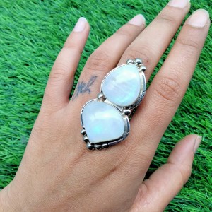 925 Sterling silver jewelry with semi precious stones Moonstone Ring RING-1513