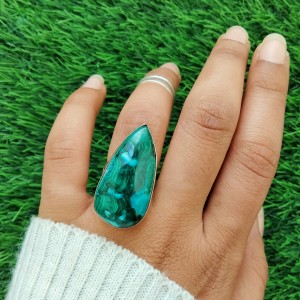 925 Sterling silver jewelry with semi precious stones Seraphinite  RING-855