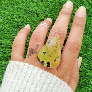 925 Sterling silver jewelry with semi precious stones Seraphinite  RING-858