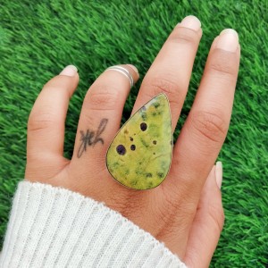 925 Sterling silver jewelry with semi precious stones Seraphinite  RING-866