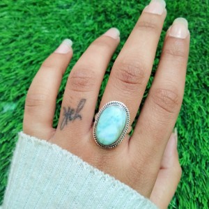 925 Sterling silver jewelry with semi precious stones Larimar RING-891