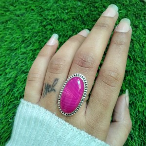 942 Sterling silver jewelry with semi precious stones Agate RING-904