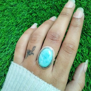 925 Sterling silver jewelry with semi precious stones Larimar RING-906