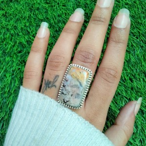 925  Sterling silver jewelry with semi precious stones Agate RING-911