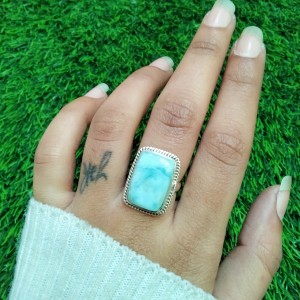 925 Sterling silver jewelry with semi precious stones Larimar RING-915