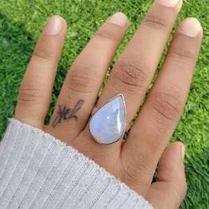 925 Sterling silver jewelry with semi precious stones Moonstone RING-943