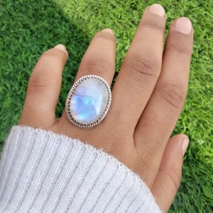 925 Sterling silver jewelry with semi precious stones Moonstone RING-950