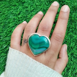 925 Sterling silver jewelry with semi precious stones Agate RING-992