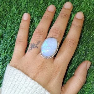 925 silver jewelry Oval Moonstone Ring