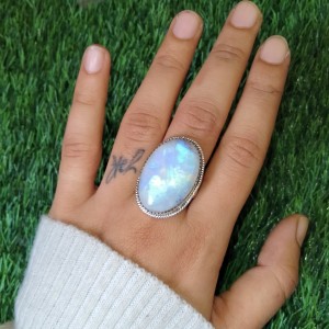 925 silver jewelry Oval Moonstone Ring