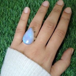 925 silver jewelry Moonstone Pear Ring