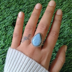 925 silver jewelry Pear Shape Blue opal Ring