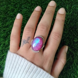 925 silver jewelry Pink Moonstone Ring